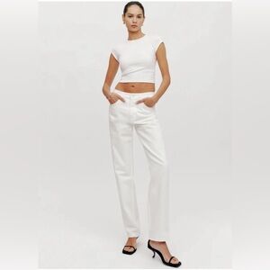 NWT reformation Casey mid rise straight jeans in vintage white